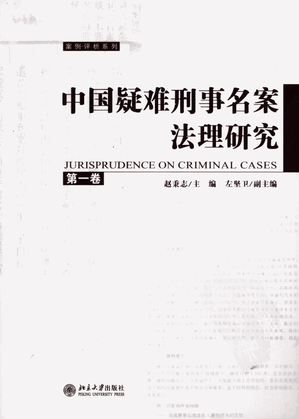 中国疑难刑事名案法理研究 第一卷