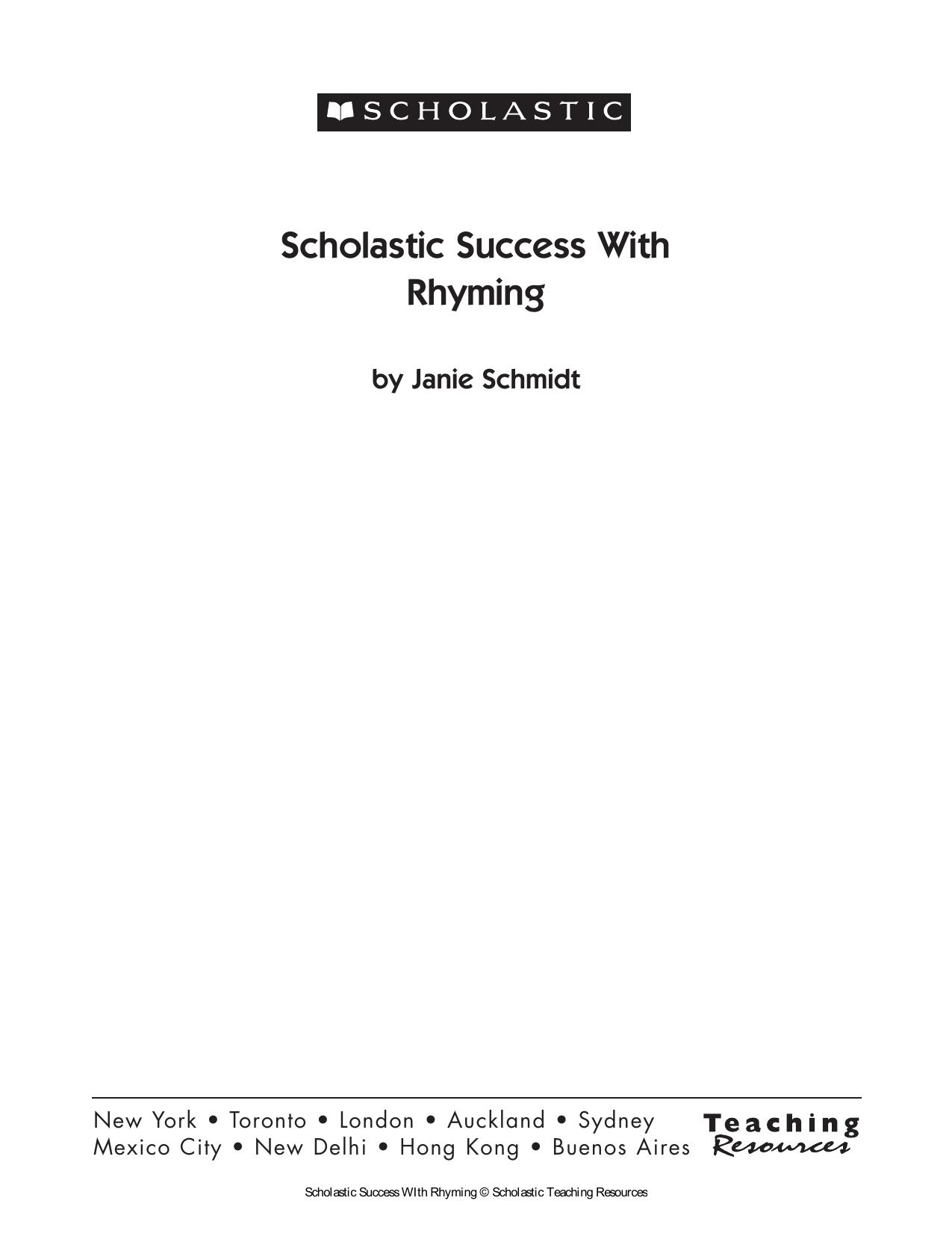 Scholastic Success With Rhyming