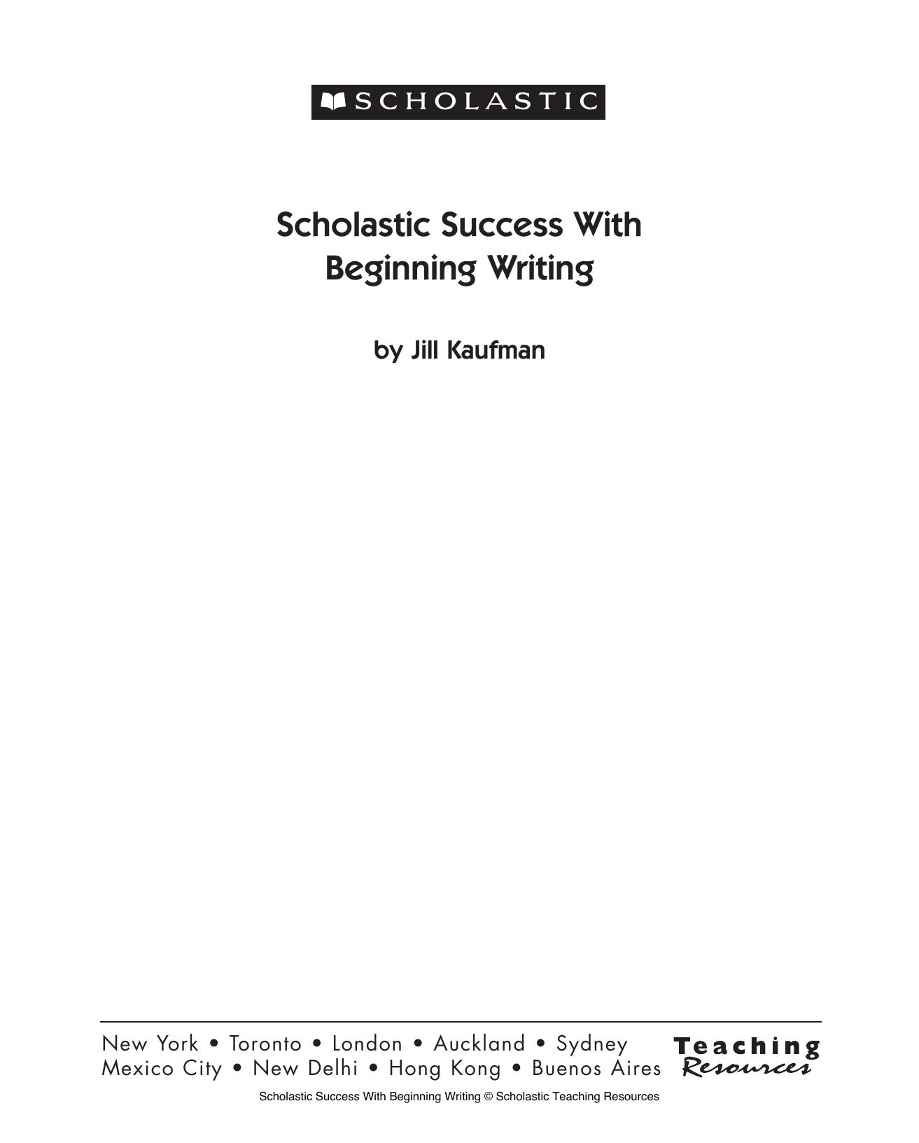 Scholastic Success With Beginning Writing