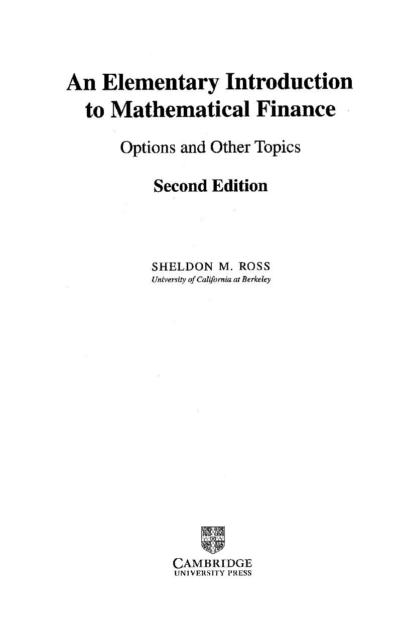 An Elementary Introduction to Mathematical Finance