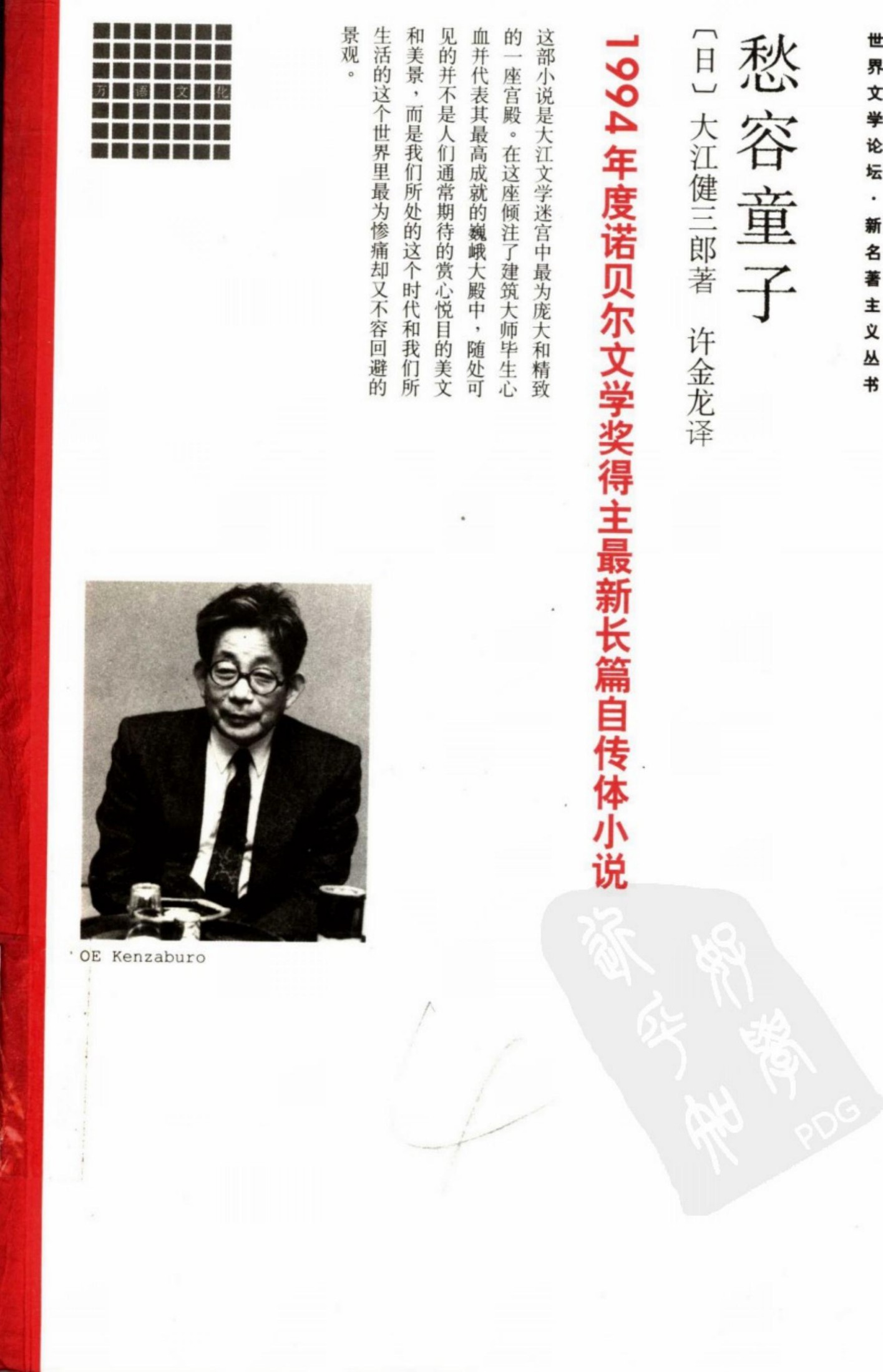 愁容童子：1994年度诺贝尔文学奖得主大江的最新长篇自传体小说