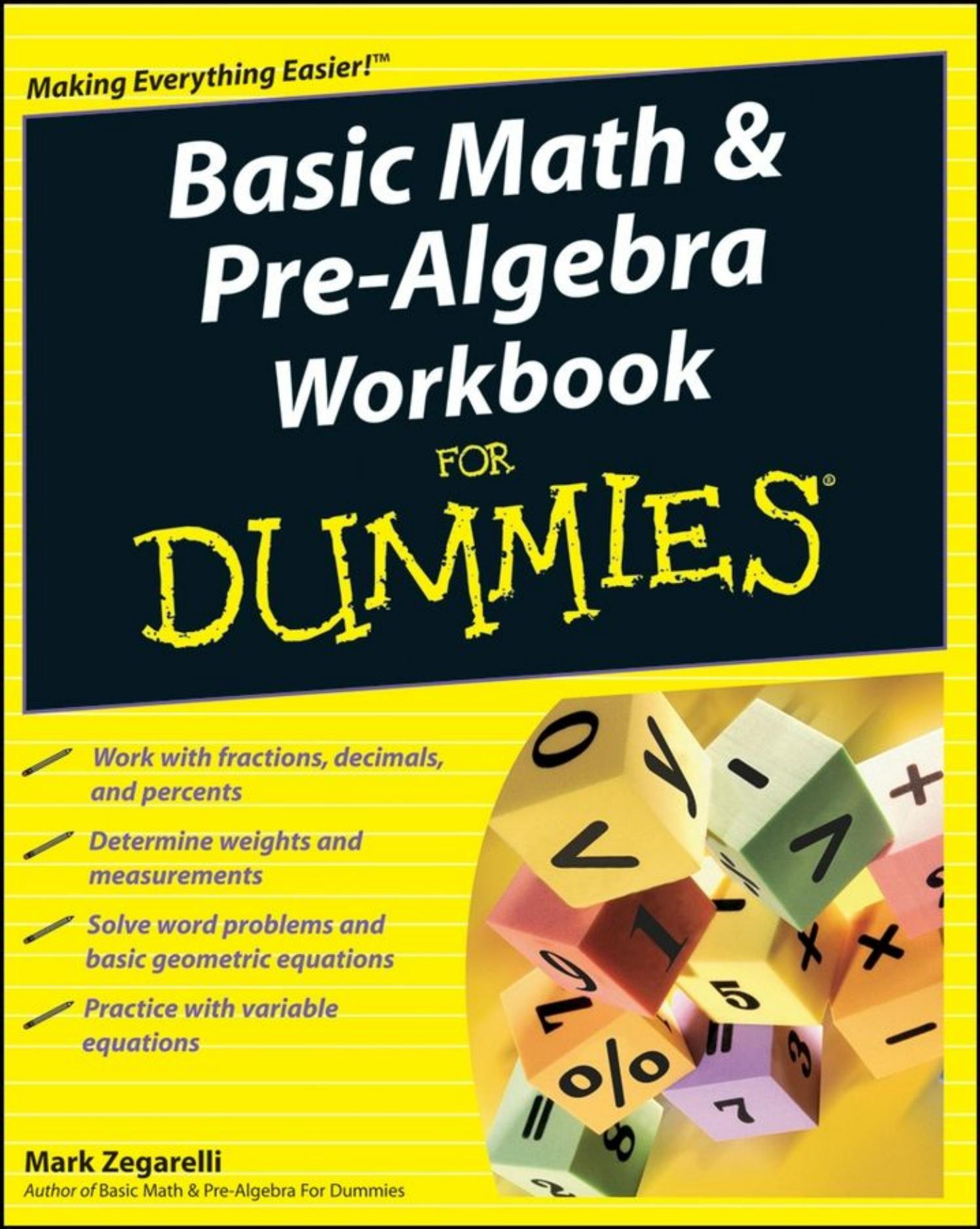 Basic Math & Pre-Algebra Workbook for Dummies
